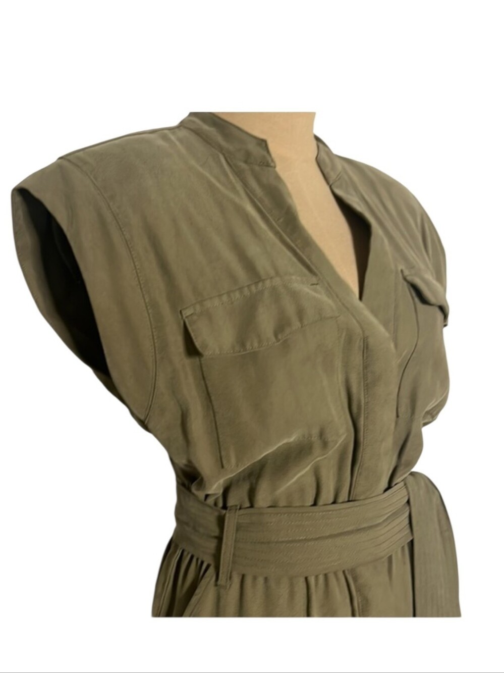 I.N.C. International Concepts Linen Blend Women's 16 Olive Safari Jumpsuit NWT - Picture 2 of 16